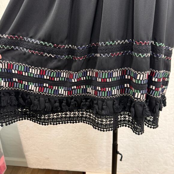 Anthropologie Ranna Gill Daphne Dress Black Mini Tassel Boho Work Size S - Picture 5 of 10